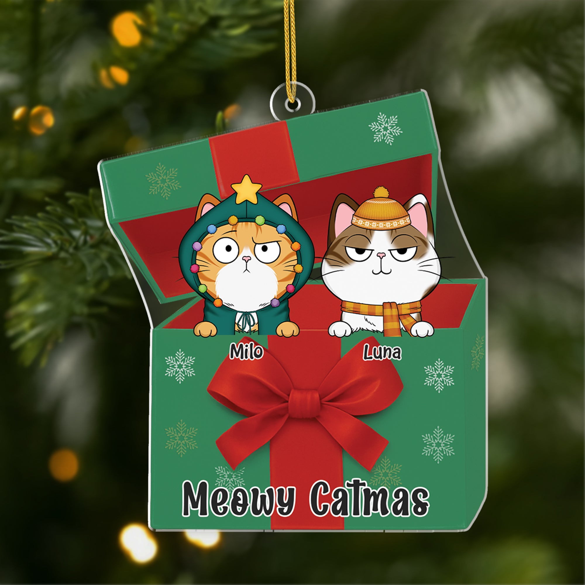 6106OUS1 3d printing effect cat christmas ornaments acrylic custom cat gifts 6106OKTND