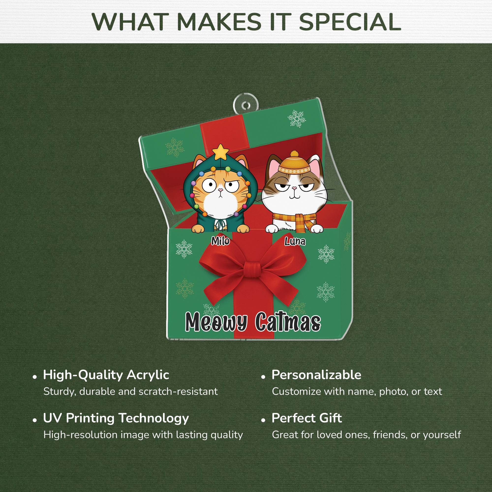 6106OUS4 3d printing effect cat christmas ornaments acrylic custom cat gifts 6106OKTND