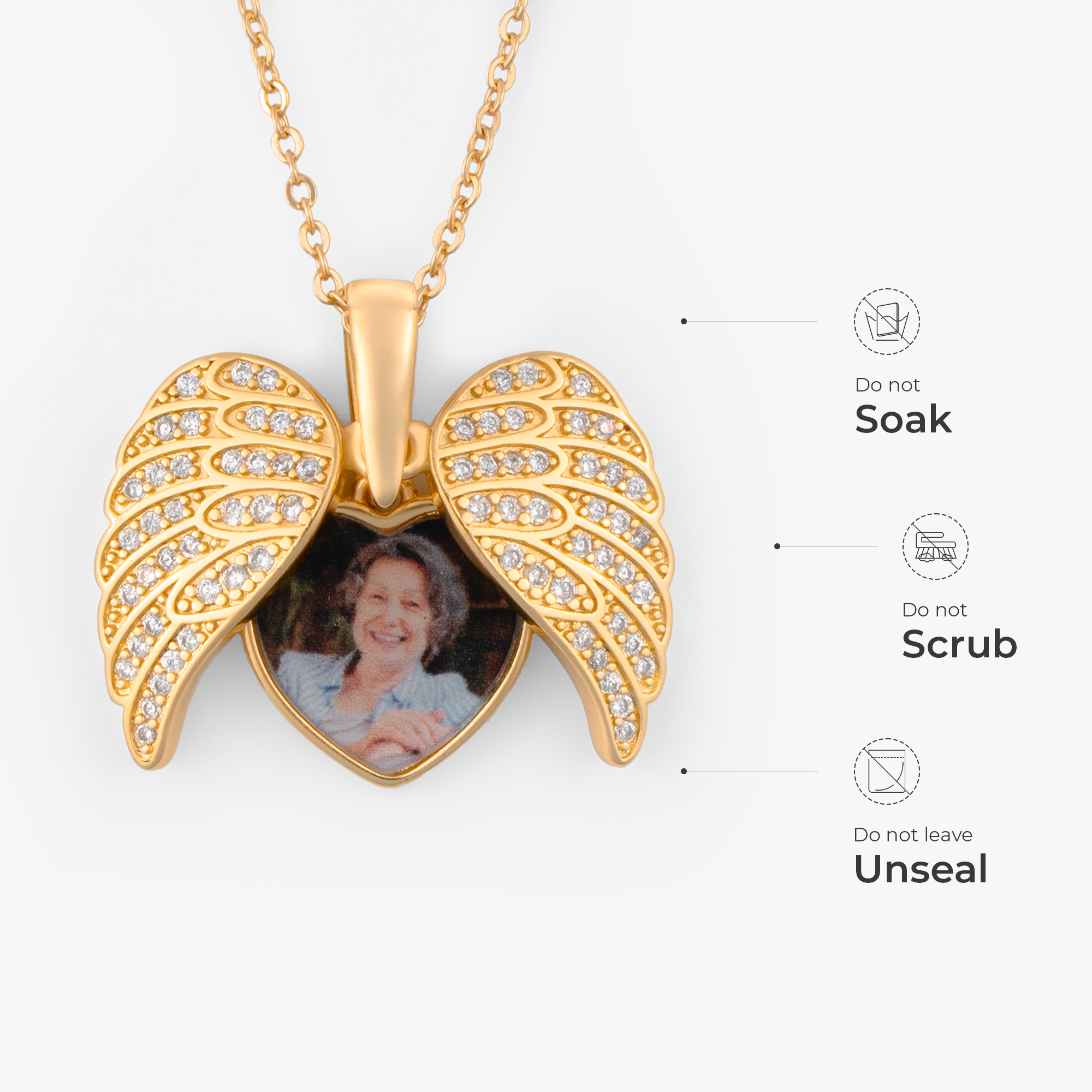 6114JUS4 angel wings necklace with photo personalized memorial gifts 6114J0B5A