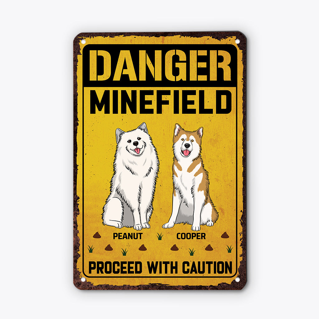 6157EUS2 funny metal danger minefield sign_ custom gifts for dog lovers 6157E8KZC