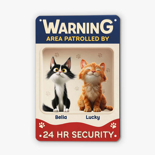 6158EUK1 custom metal warning signs_ personalized cat gifts for humans 6158E