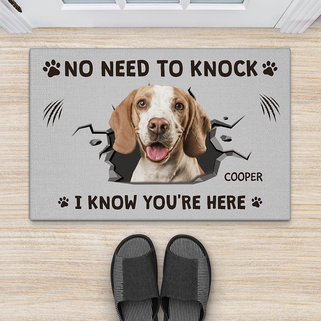 6160DUS2 no need to knock_ doormat with photo custom dog gifts for owners 6160D8QNC