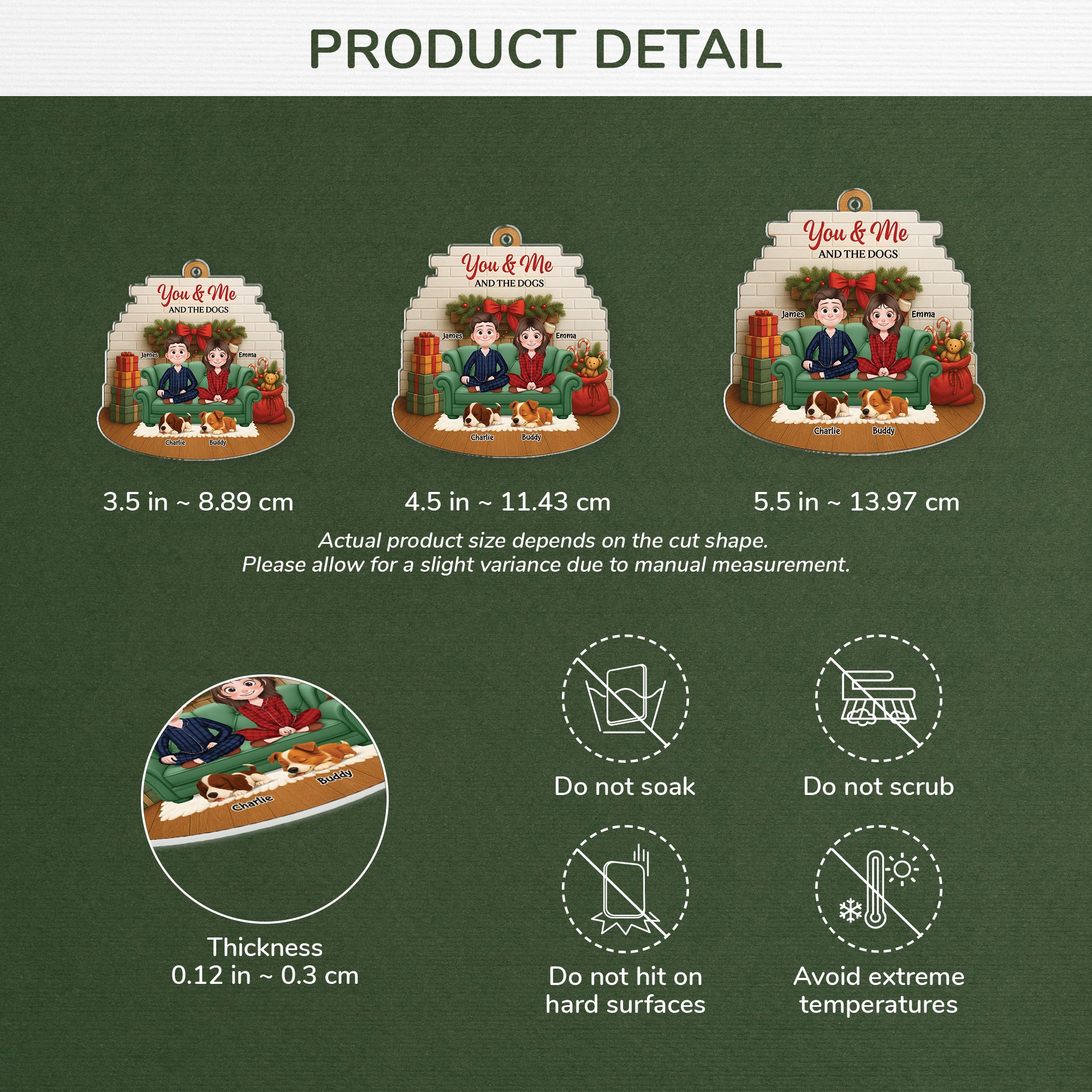 6168OUS3 3d printing effect custom acrylic xmas ornaments gifts for couples with dogs 6168O