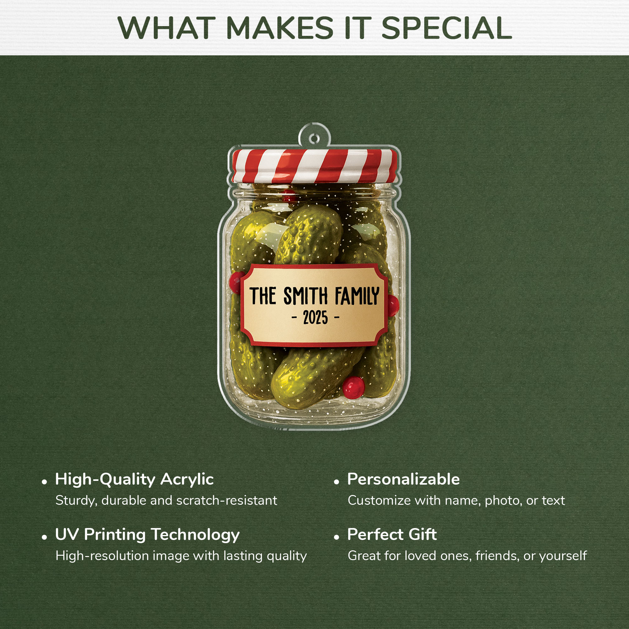 6181OUS4 3d printing effect acrylic pickle jar ornament custom family christmas gifts 6181OKHQI