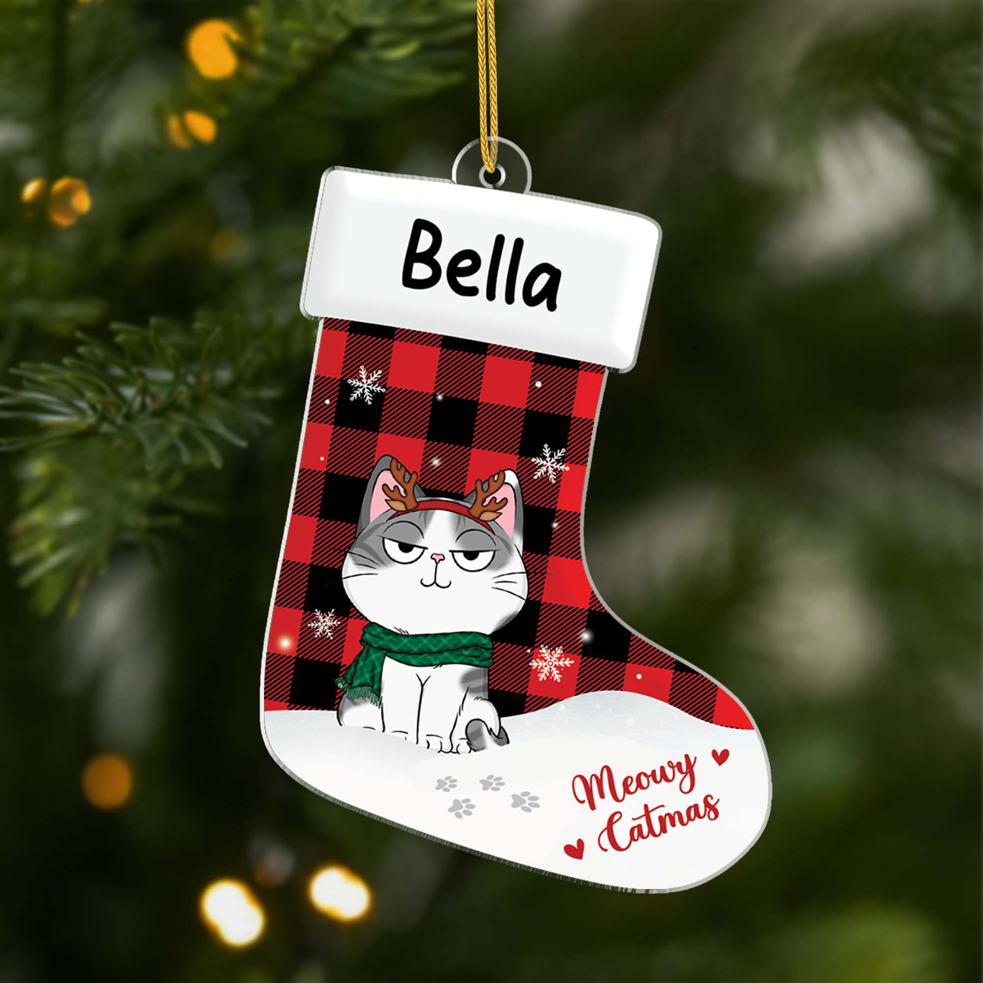 6193OUS1 acrylic christmas stocking ornaments custom gifts for cat lovers 6193OK6AD