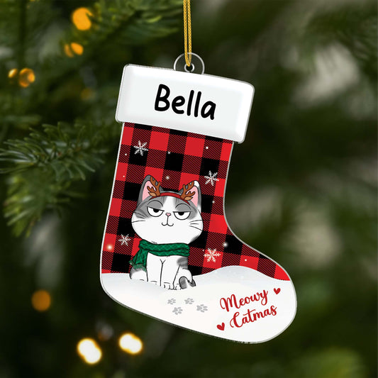 6193OUS1 acrylic christmas stocking ornaments custom gifts for cat lovers 6193OK6AD
