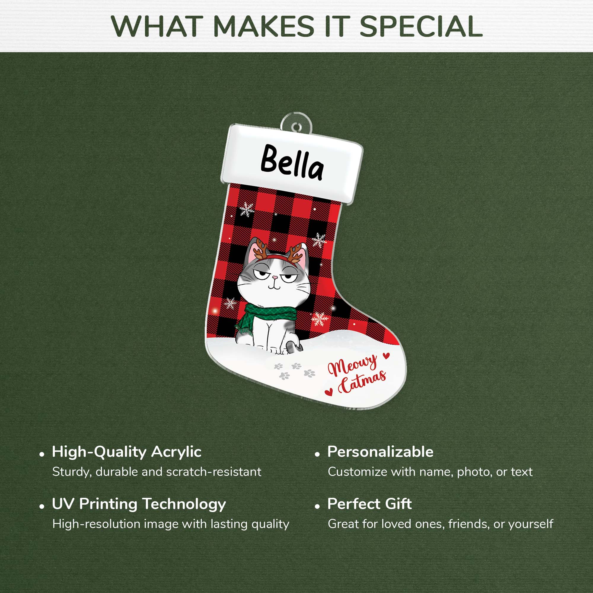 6193OUS1 acrylic christmas stocking ornaments custom gifts for cat lovers 6193OK6AD4