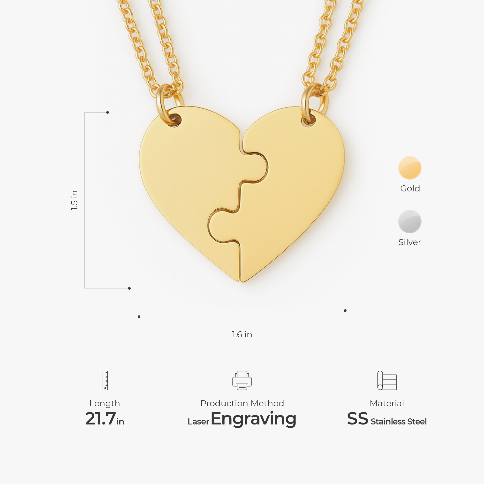 6210JUS3 personalized heart puzzle necklace unique gifts for family 6210J0H0A