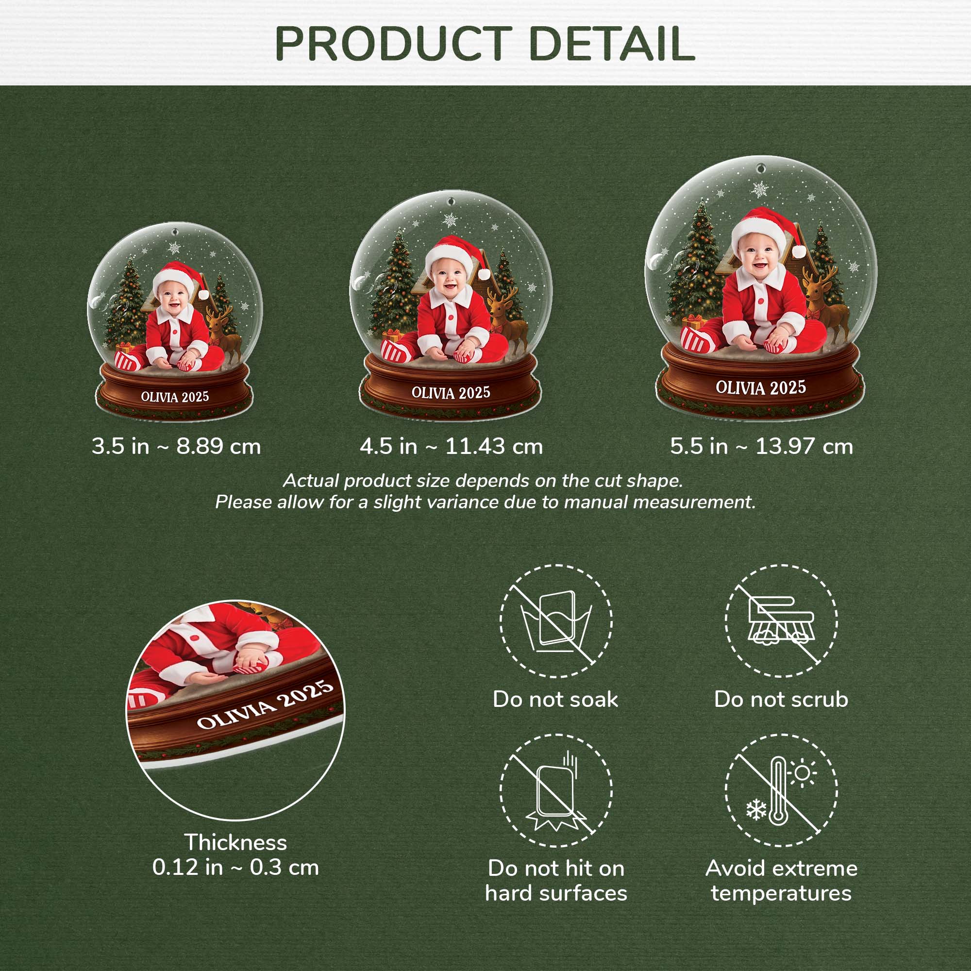 6212OUS3 acrylic snow globe ornament with photo custom christmas gifts 6212OTHTK