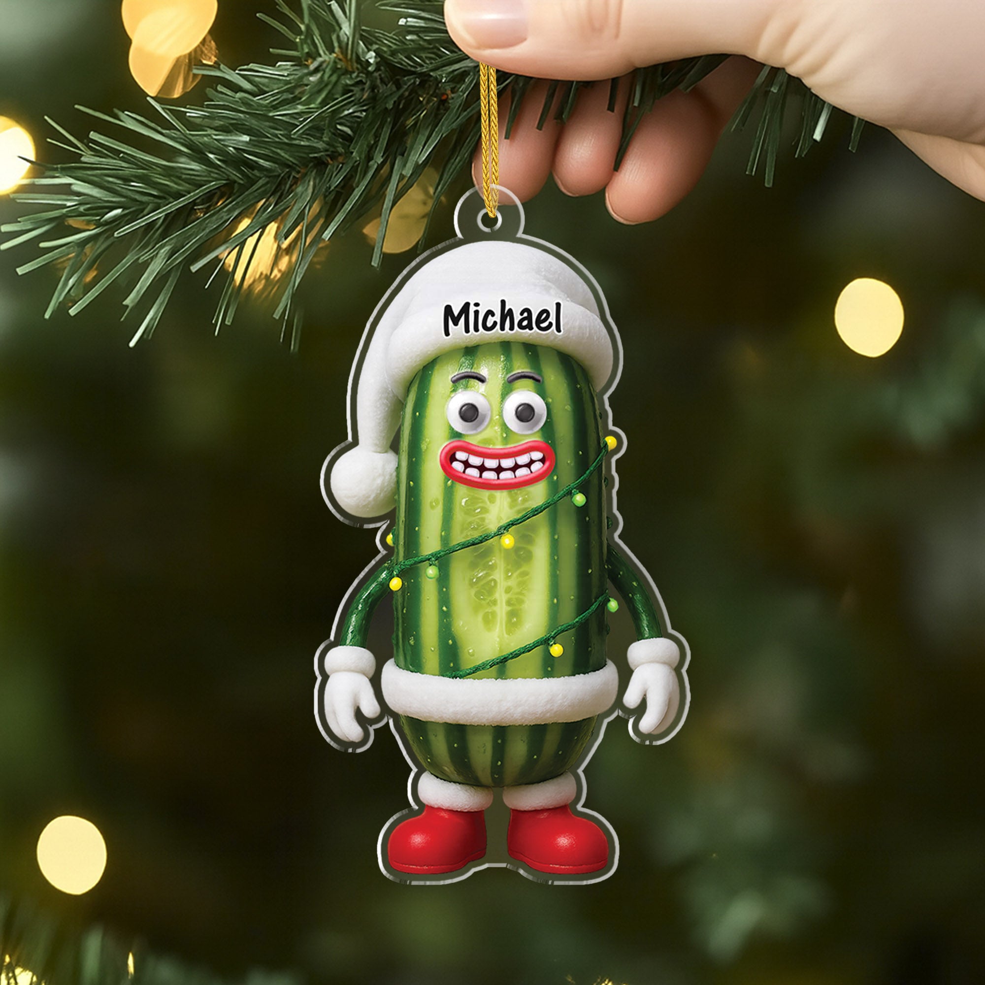 6219OUS2 3d printing effect acrylic christmas pickle ornament personalized xmas gifts 6219O6V5A