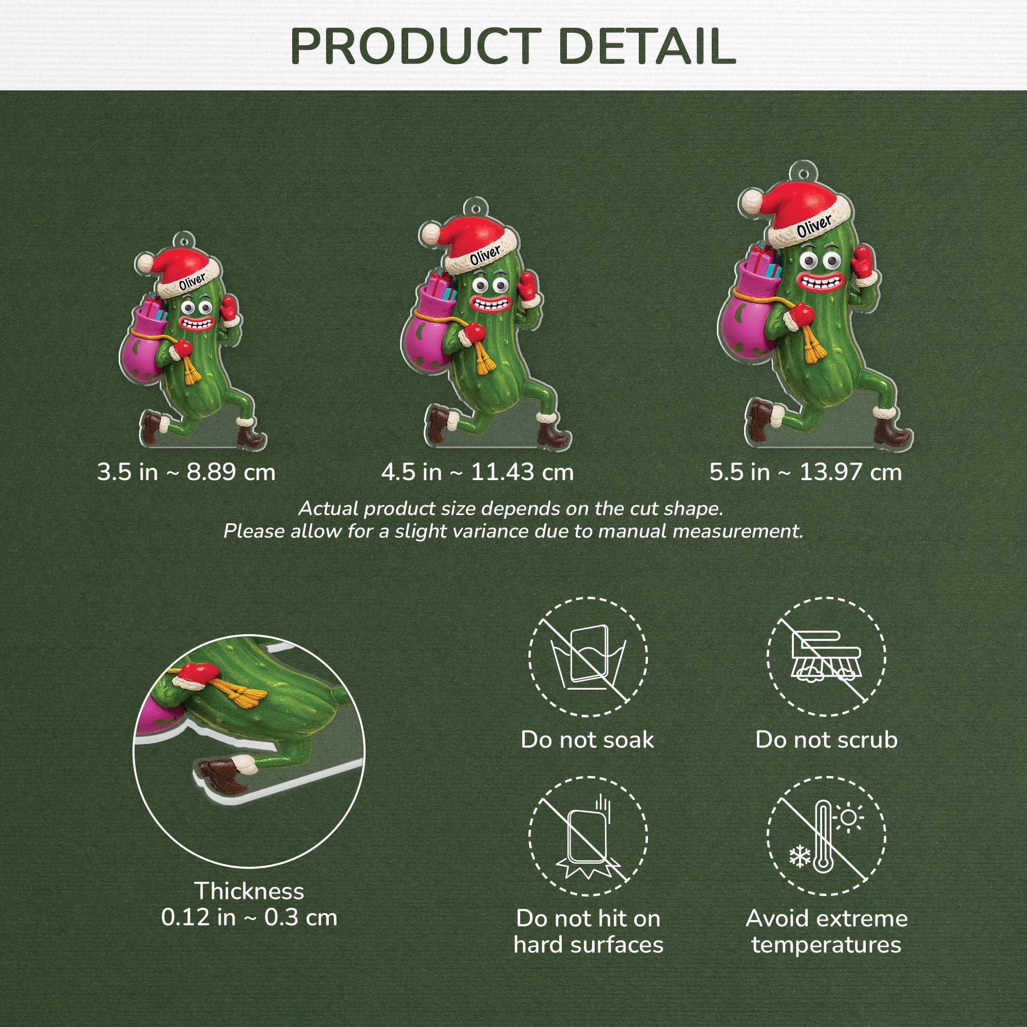 6219OUS3 3d printing effect acrylic christmas pickle ornament personalized xmas gifts 6219O6V5A