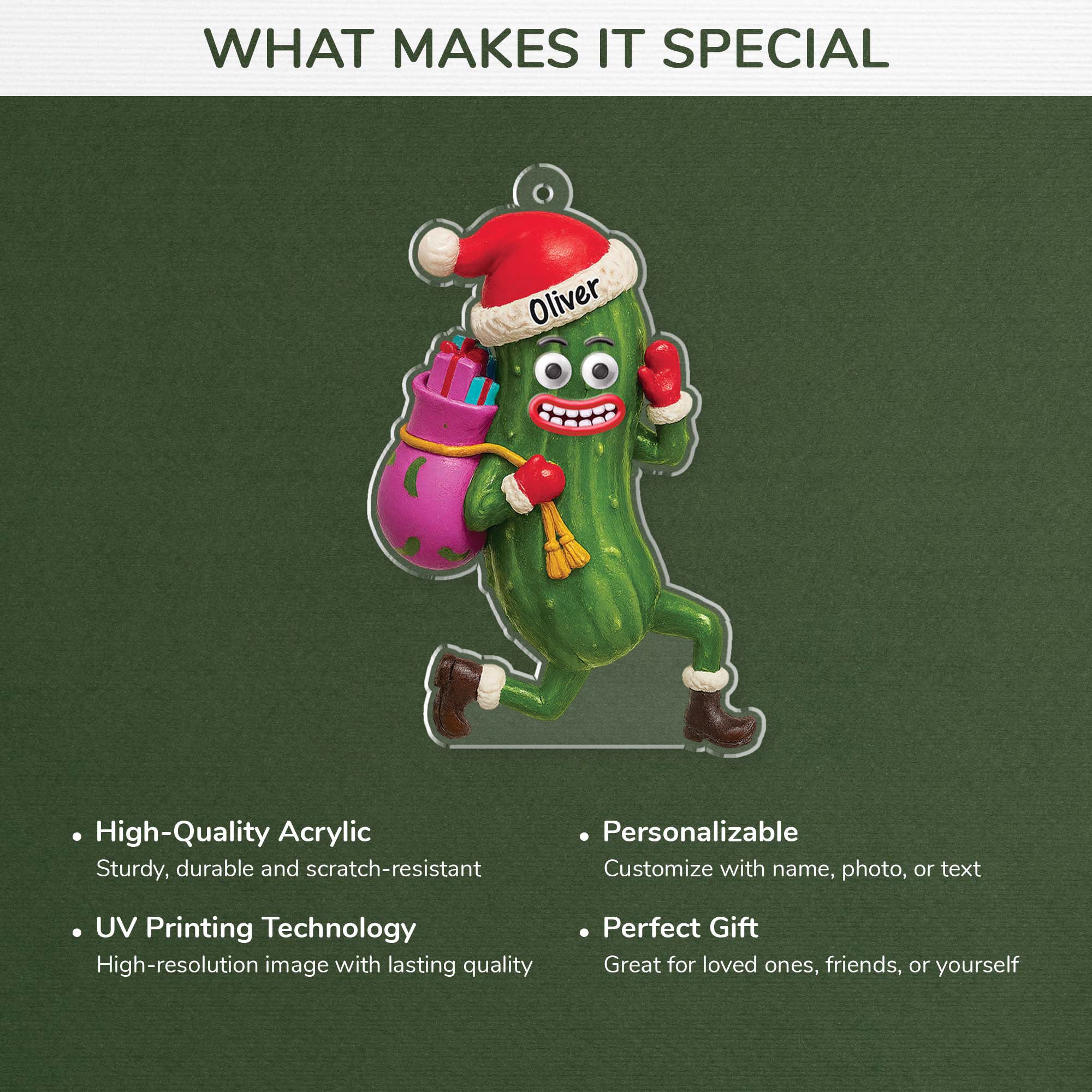 6219OUS4 3d printing effect acrylic christmas pickle ornament personalized xmas gifts 6219O6V5A