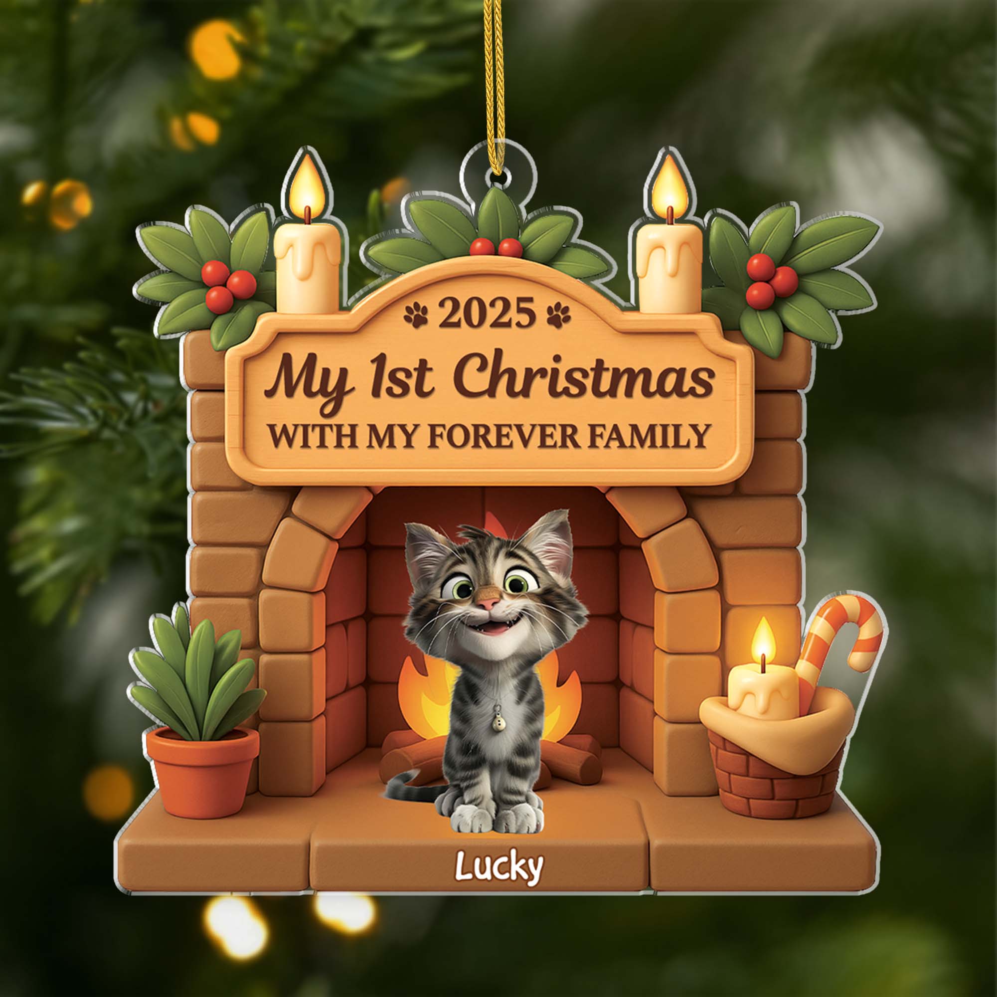 6225OUS1 3d printing effect acrylic cat first christmas ornament custom cat gifts 6225O8TTD