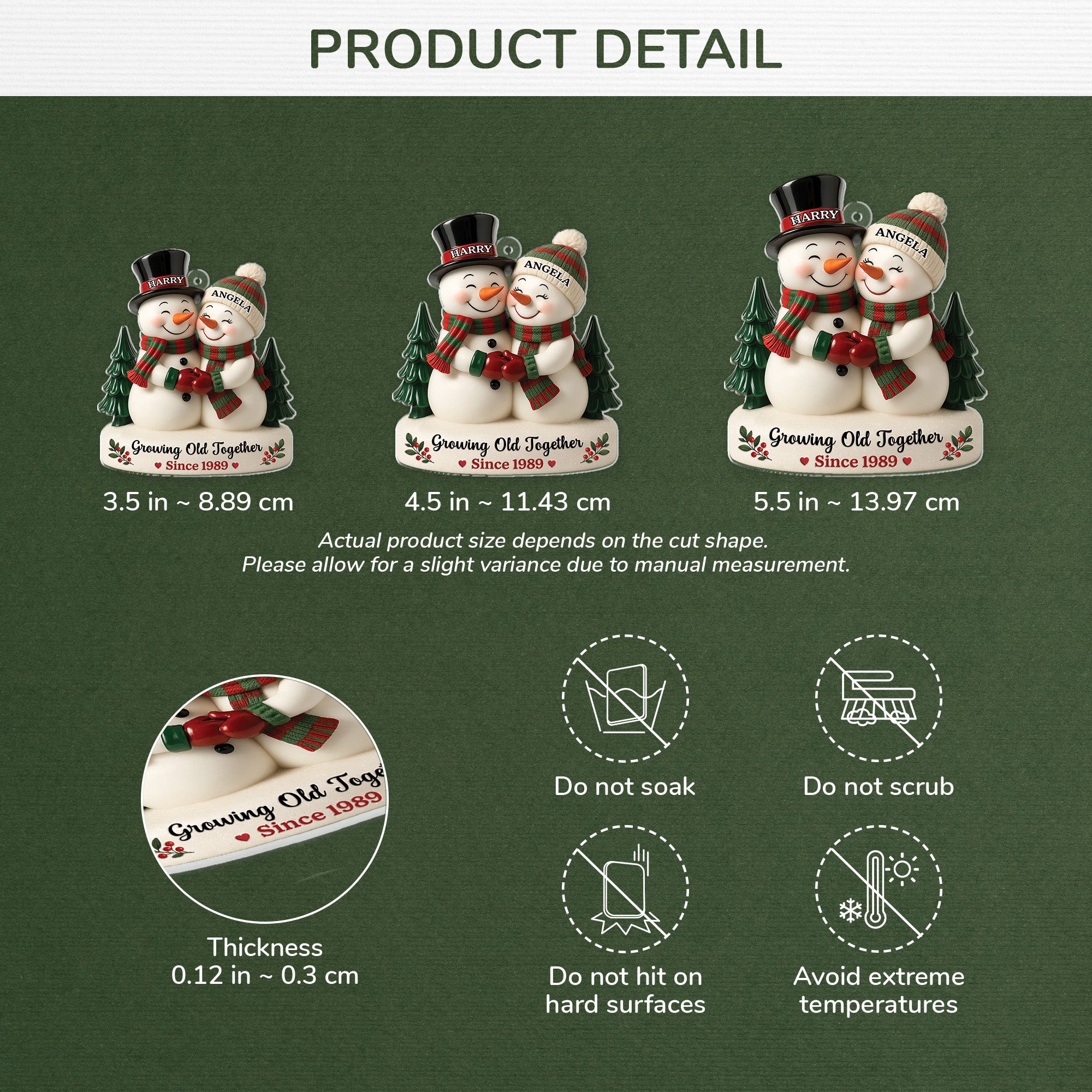 6227OUS3 3d printing effect acrylic snowman christmas ornaments custom couple gifts 6227O