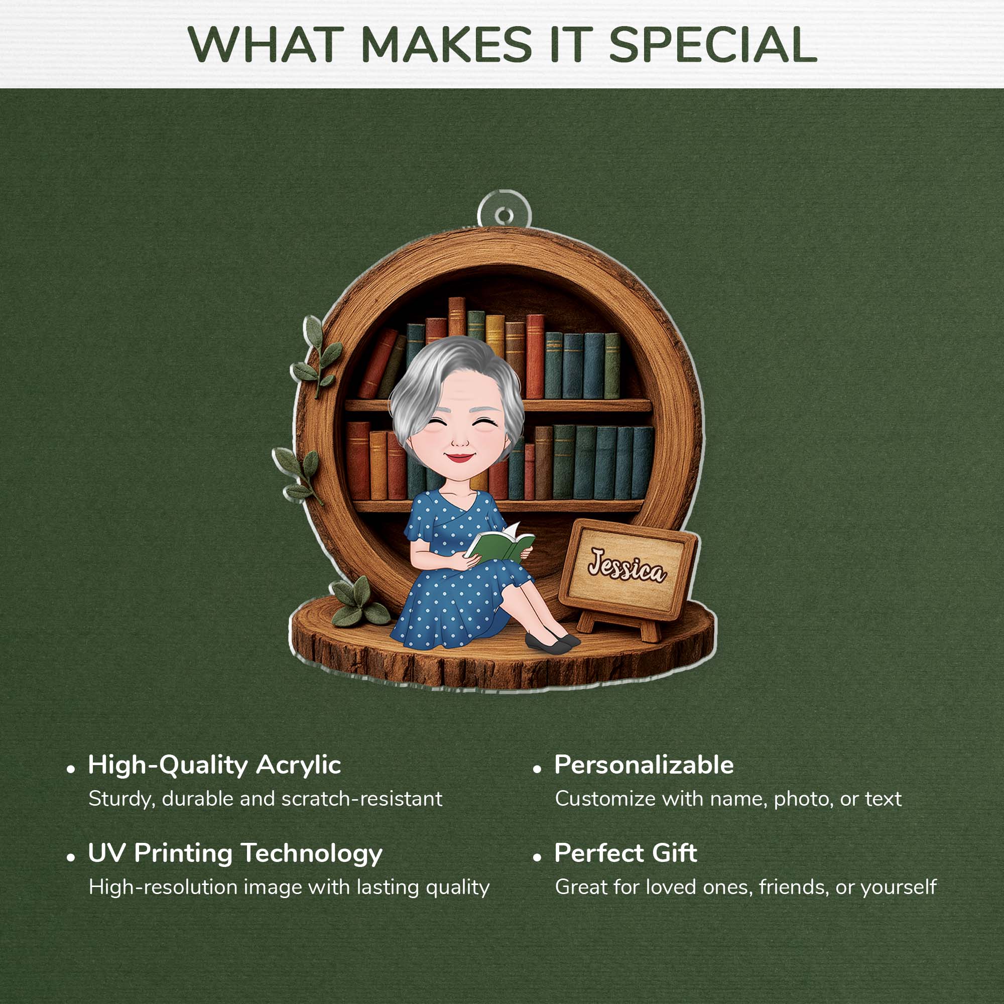 6234OUS4 3d printing effect acrylic book lover ornament personalized xmas gifts for her 6234O3QAA