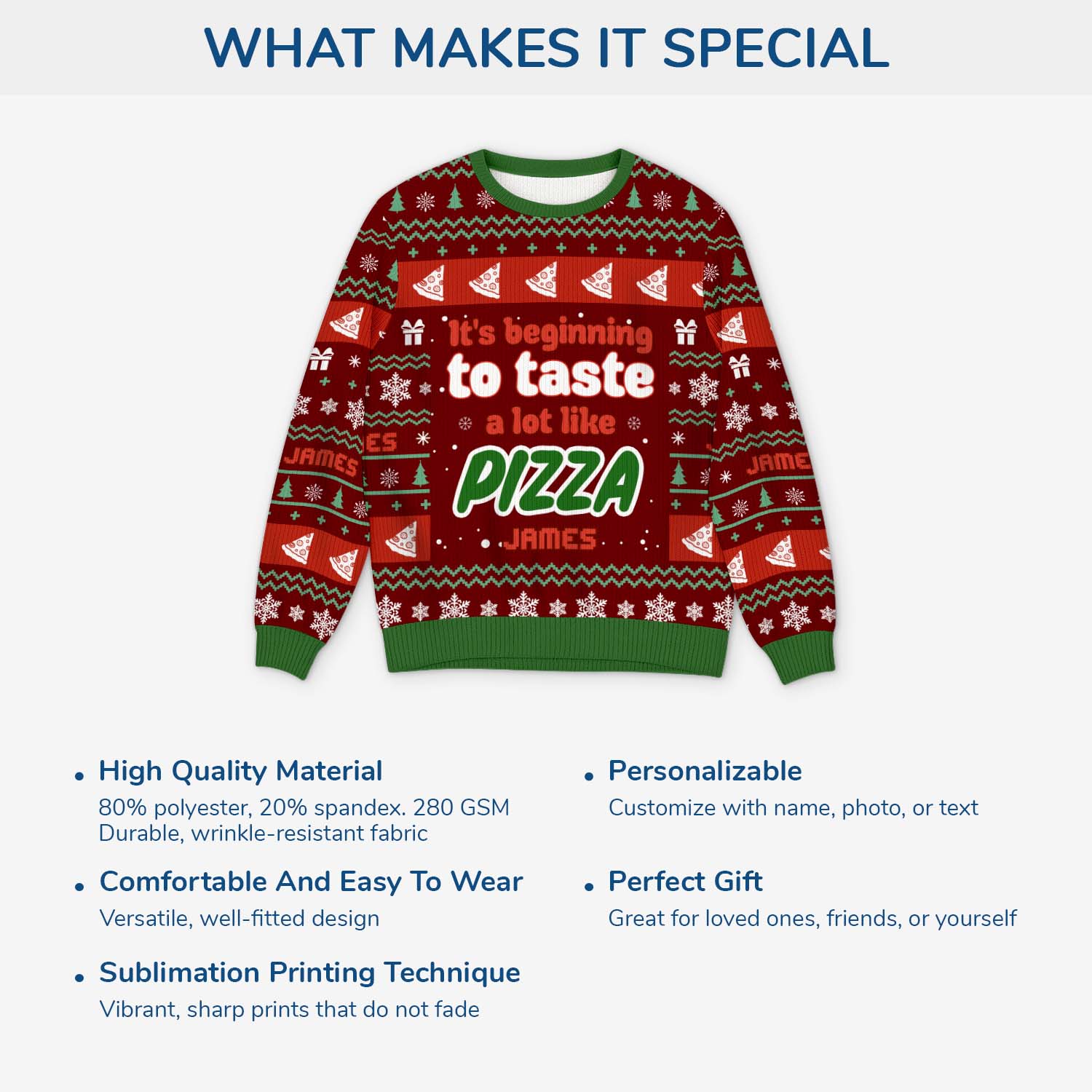 6240WUS5 personalized ugly christmas sweater funny gifts for pizza lovers 6240W