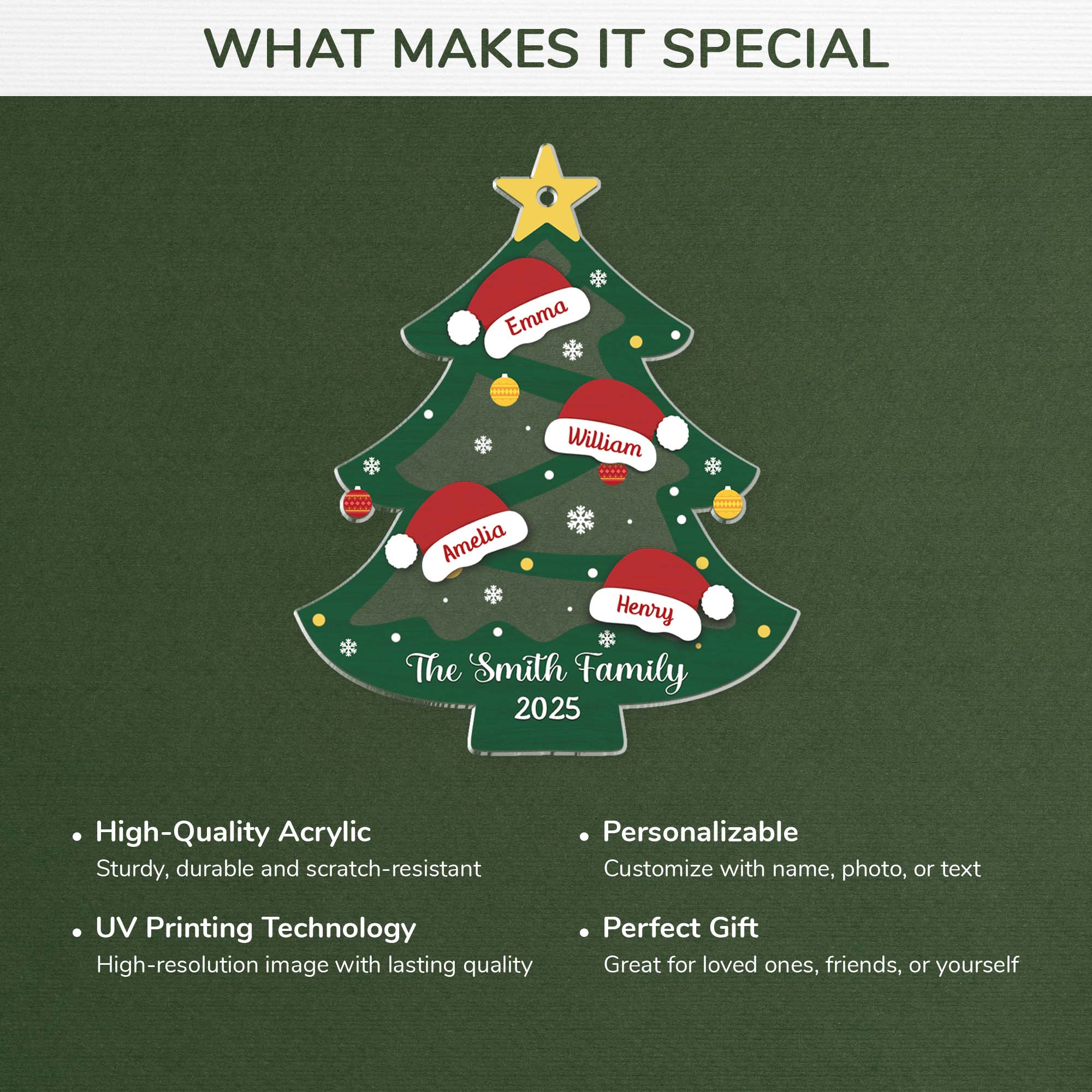 6250OUS4 acrylic christmas tree ornament with names custom gifts for family 6250OKLTI