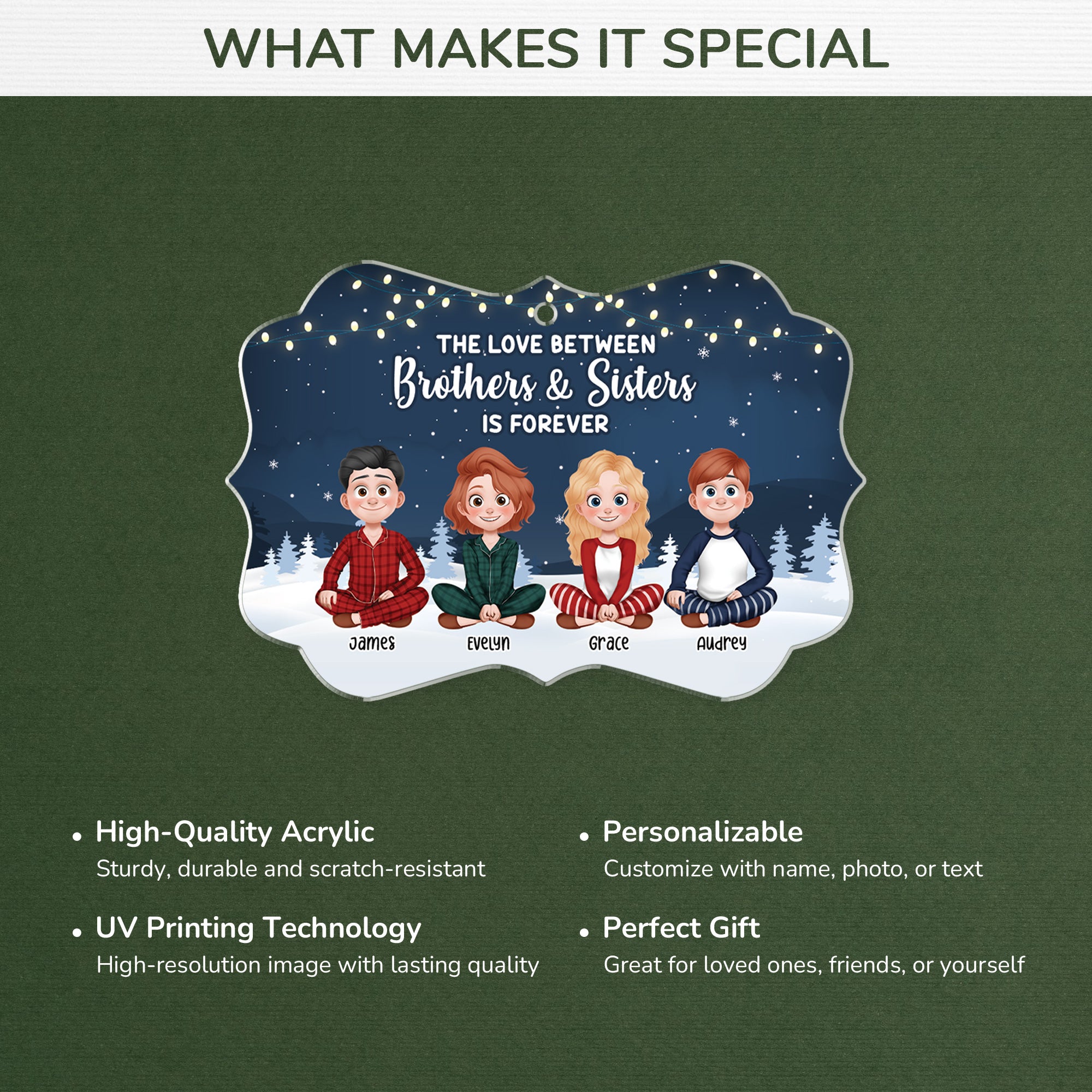 6253OUS4 custom acrylic ornaments christmas gifts for brother and sister 6253O