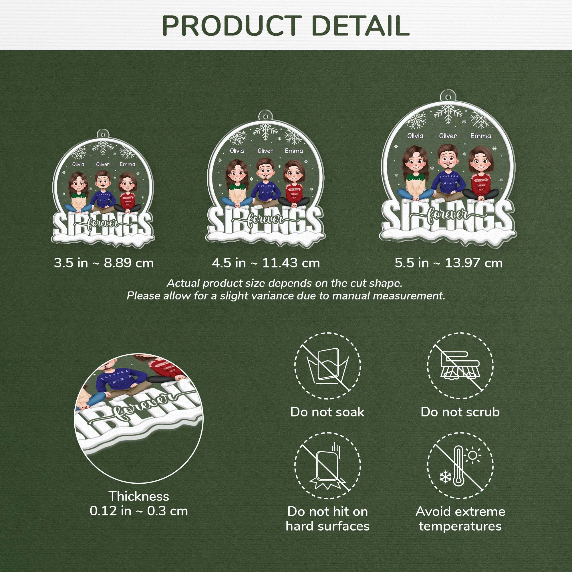 6255OUS3 custom acrylic christmas ornaments gifts for siblings friends family 6255O3MME