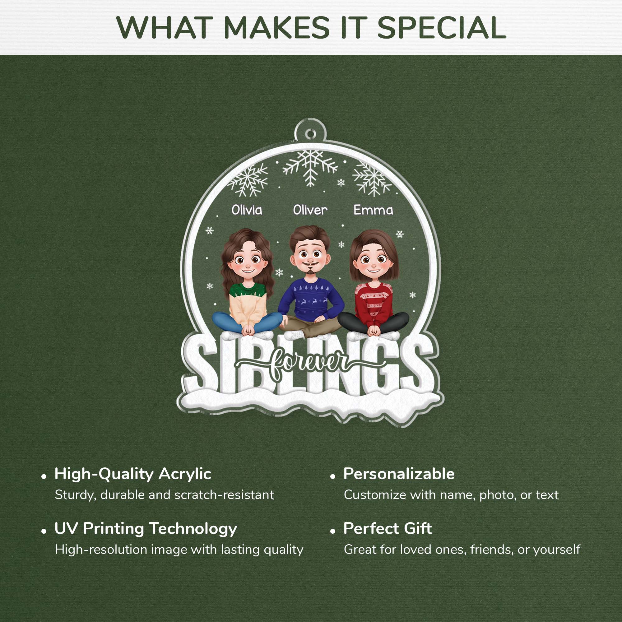 6255OUS4 custom acrylic christmas ornaments gifts for siblings friends family 6255O3MME