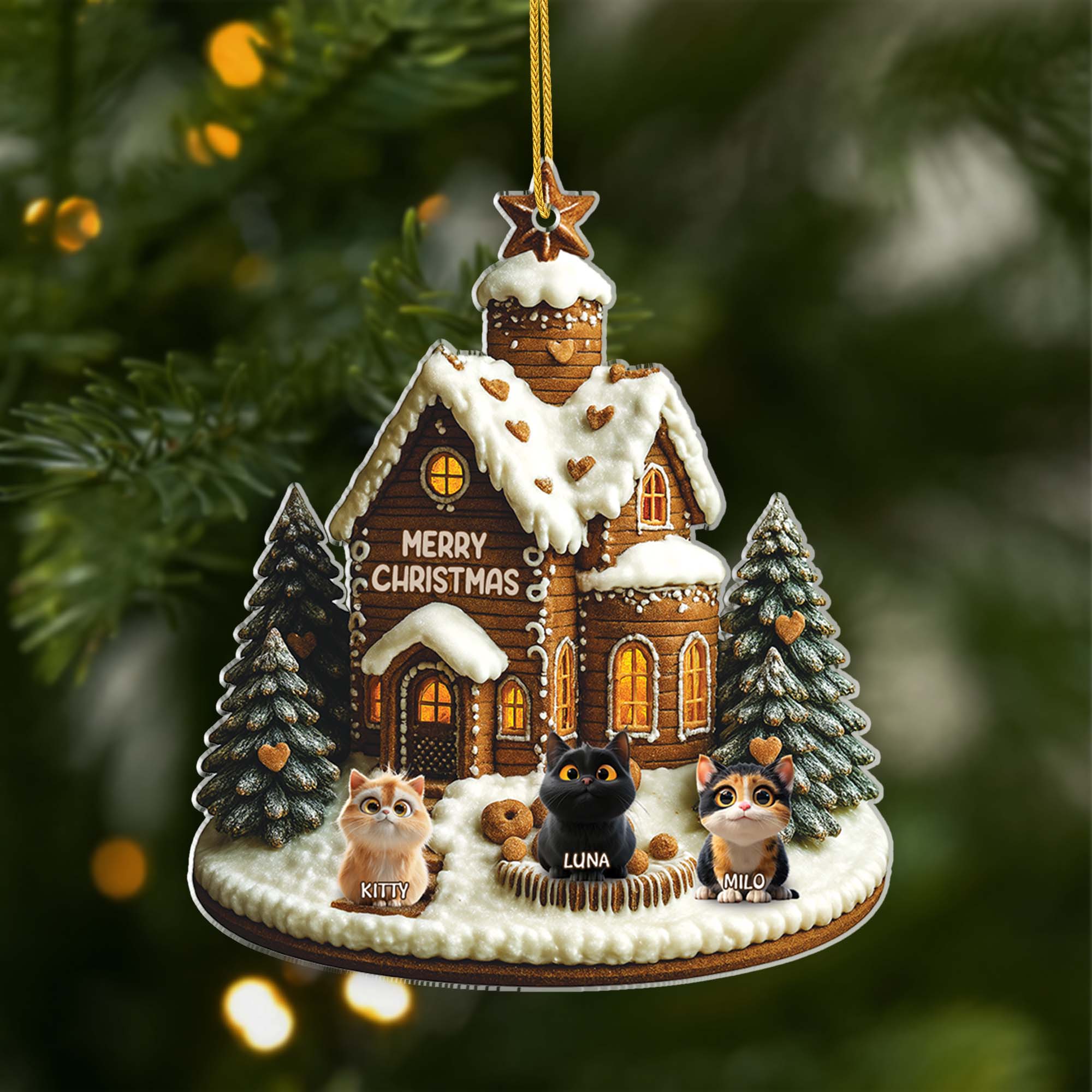 6257OUS1 3d printing effect acrylic christmas house ornaments custom gifts for cat lovers 6257OKQ5D