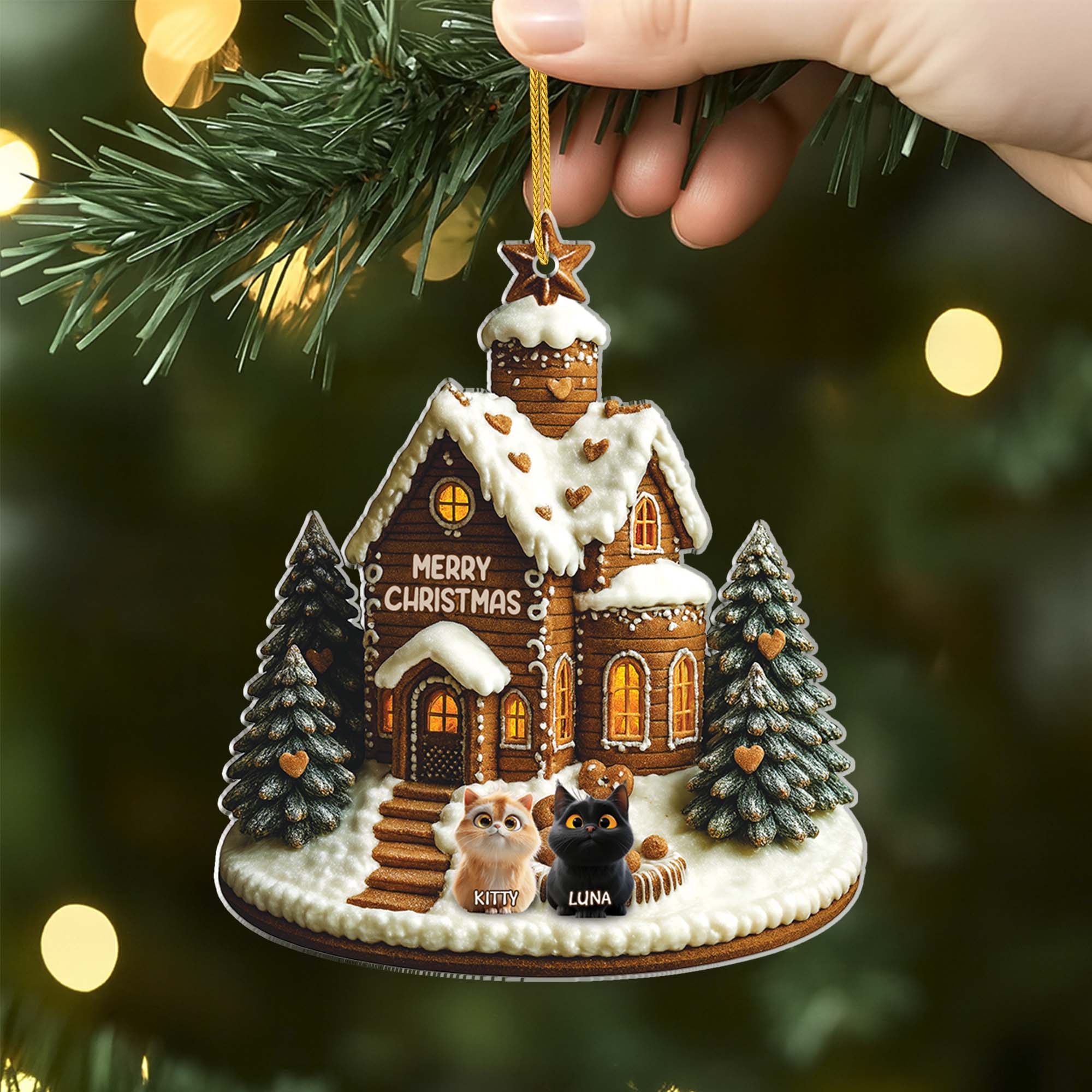 6257OUS2 3d printing effect acrylic christmas house ornaments custom gifts for cat lovers 6257OKQ5D