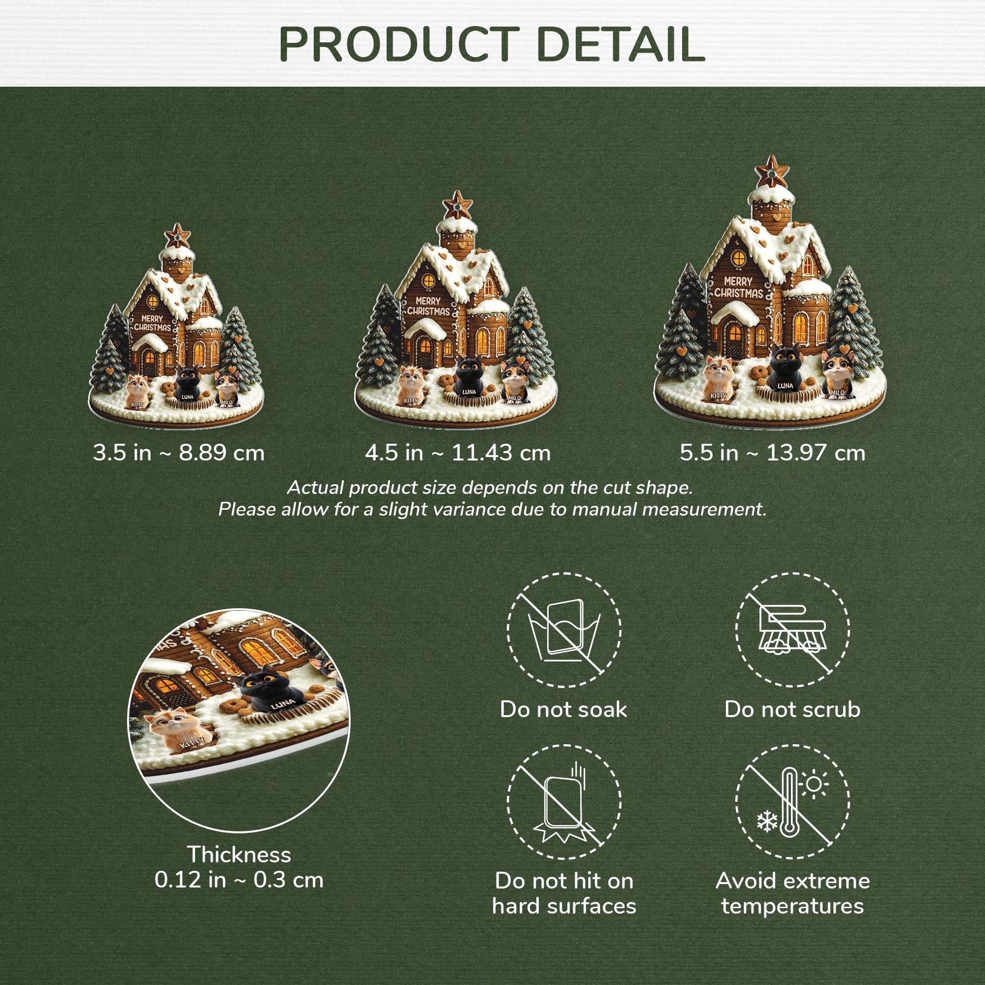 6257OUS3 3d printing effect acrylic christmas house ornaments custom gifts for cat lovers 6257OKQ5D