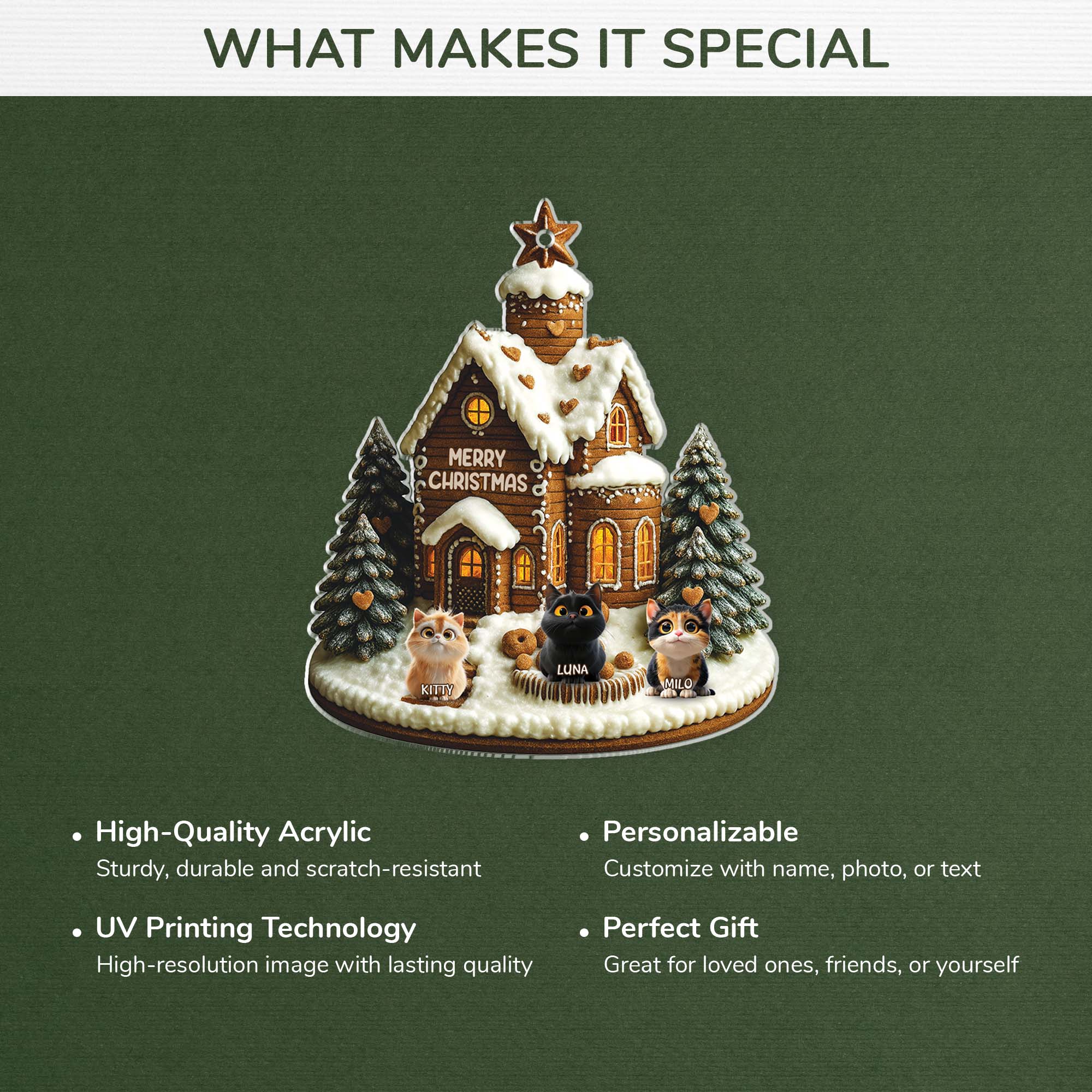 6257OUS4 3d printing effect acrylic christmas house ornaments custom gifts for cat lovers 6257OKQ5D