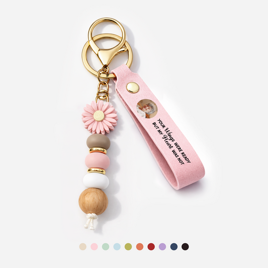 6260MUK1 personalised memorial uv printed daisy beaded keyring with photo 6260mjcfzd