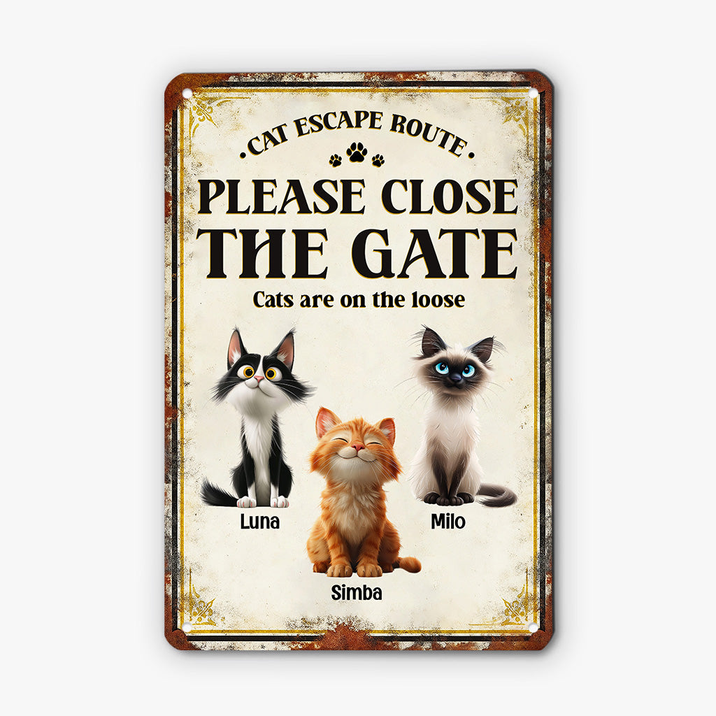 6267EUS1 metal please close the gate sign custom gifts for cat lovers 6267E8QMD