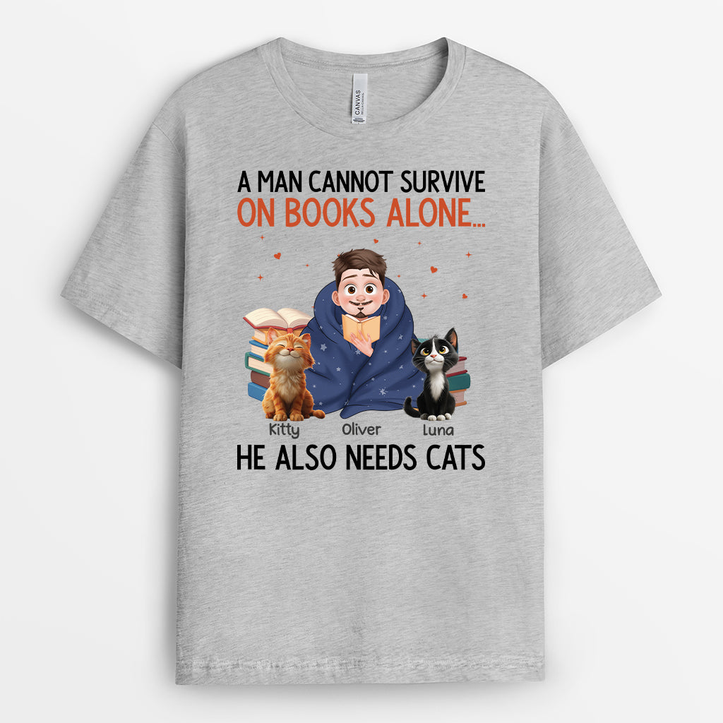 6271AUS1 a woman cannot survive on books alone shirt custom cat lover gifts 6271ATLZD_2