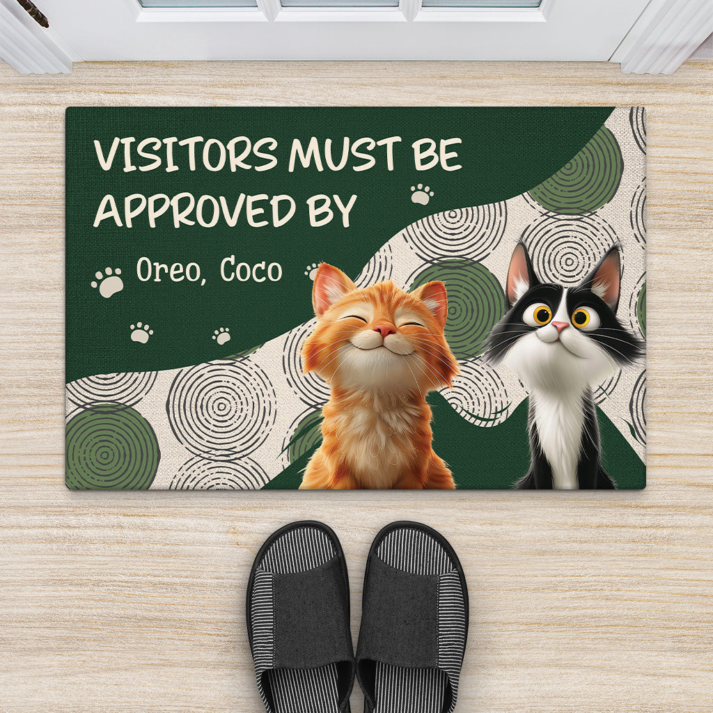 6284DUS2 visitors must be approved by the cat doormat custom gifts for cat lovers 6284D3QAD