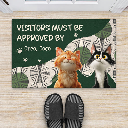 6284DUS2 visitors must be approved by the cat doormat custom gifts for cat lovers 6284D3QAD
