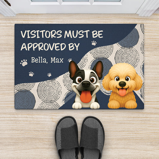 6284DUS2 visitors must be approved by the dog doormat custom gifts for dog lovers 6284D2QAC