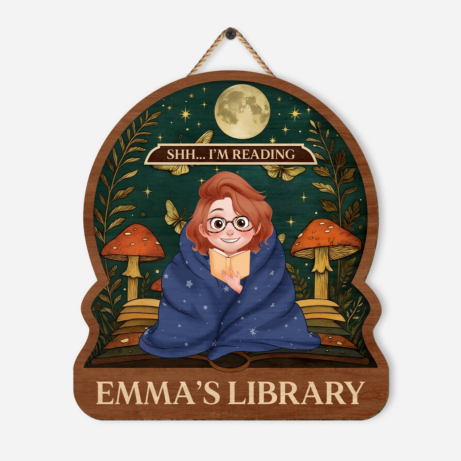 6308QUS1 wooden library sign_ personalized gifts for book lovers 6308QKQZA