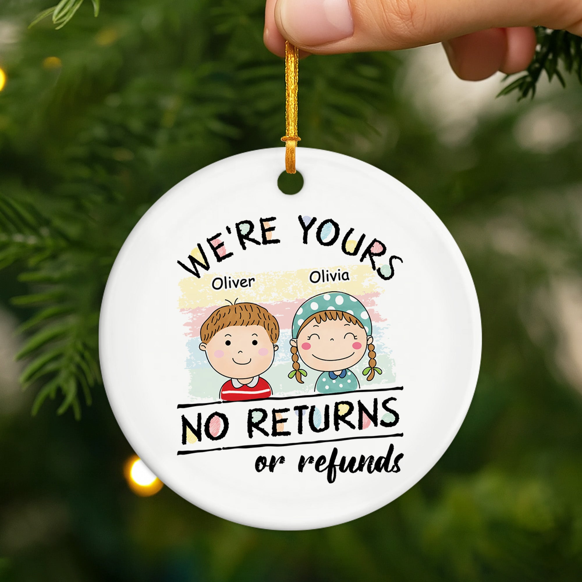 6329OUS2 ceramic were yours no returns ornament custom gifts for mom and dad 6329O6L5A