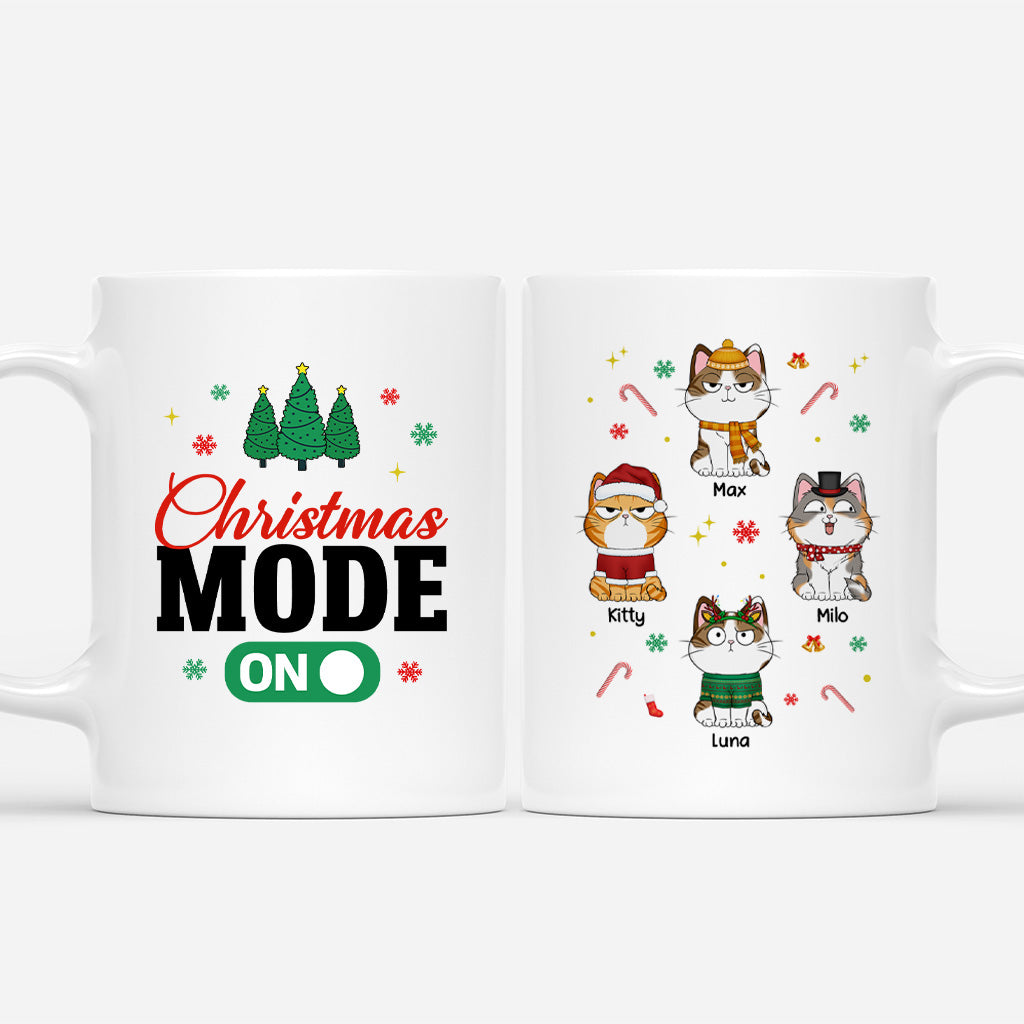 6332MUK1 christmas mode on mug with cat custom gifts for cat lovers 6332M6YCD