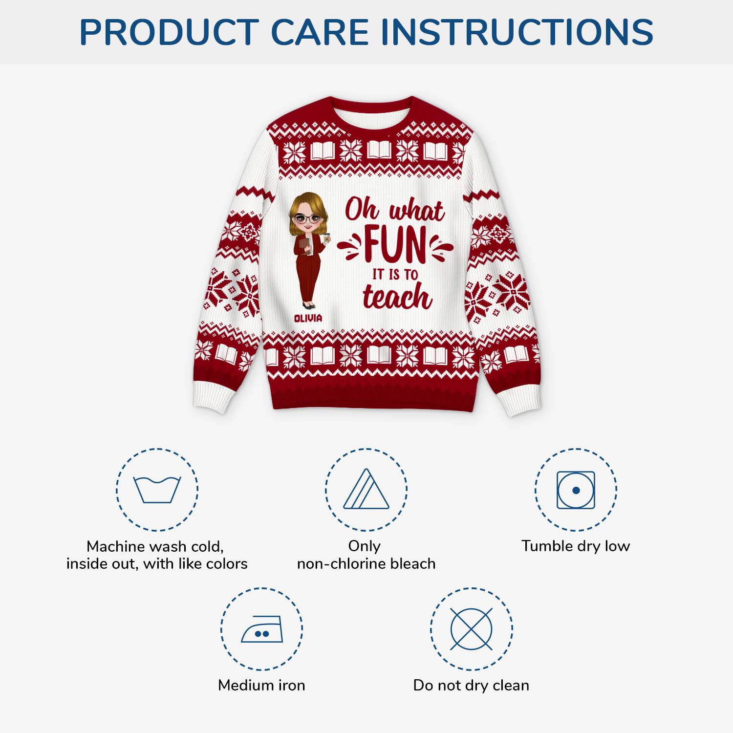 6363WUk1 custom ugly christmas sweater oh what fun it is to teach_ teacher gifts 6363WKLNT_4