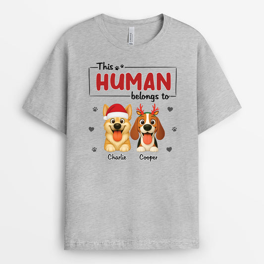 6370AUS1 this human belongs to dog shirt personalized christmas tee shirts 6370ATLCC_2
