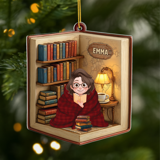 6377OUS1 acrylic book lover christmas ornament personal gifts for him her 6377O6T5A
