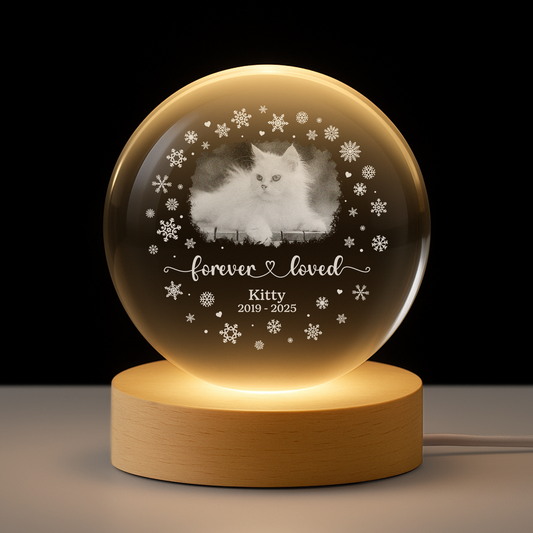 6378LUS1 forever loved crystal ball lamp custom cat memorial gifts with photo 6378LKQMD