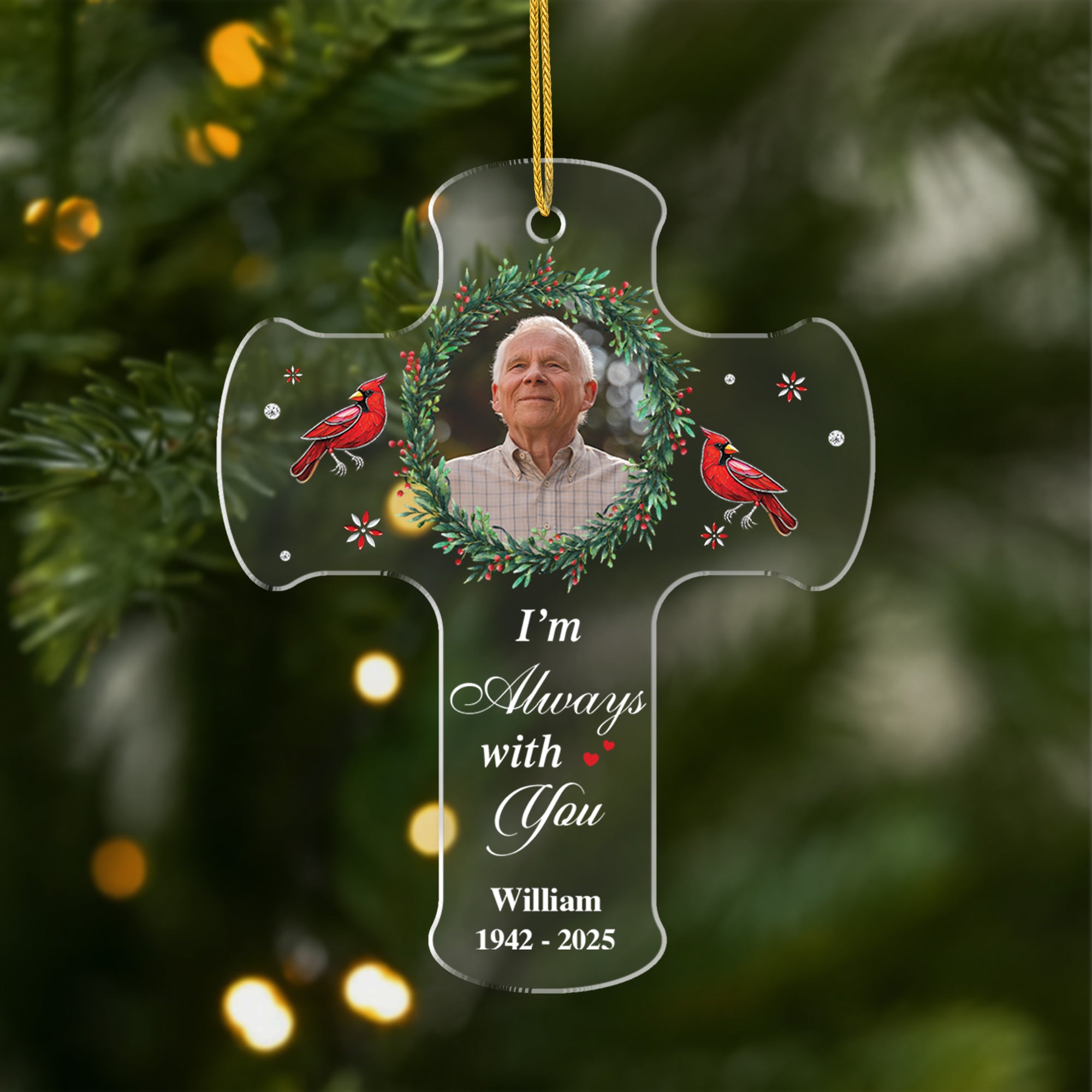 6393OUS1 cross ornament with photo custom memorial gifts for loss of mom dad 6393O8QAB
