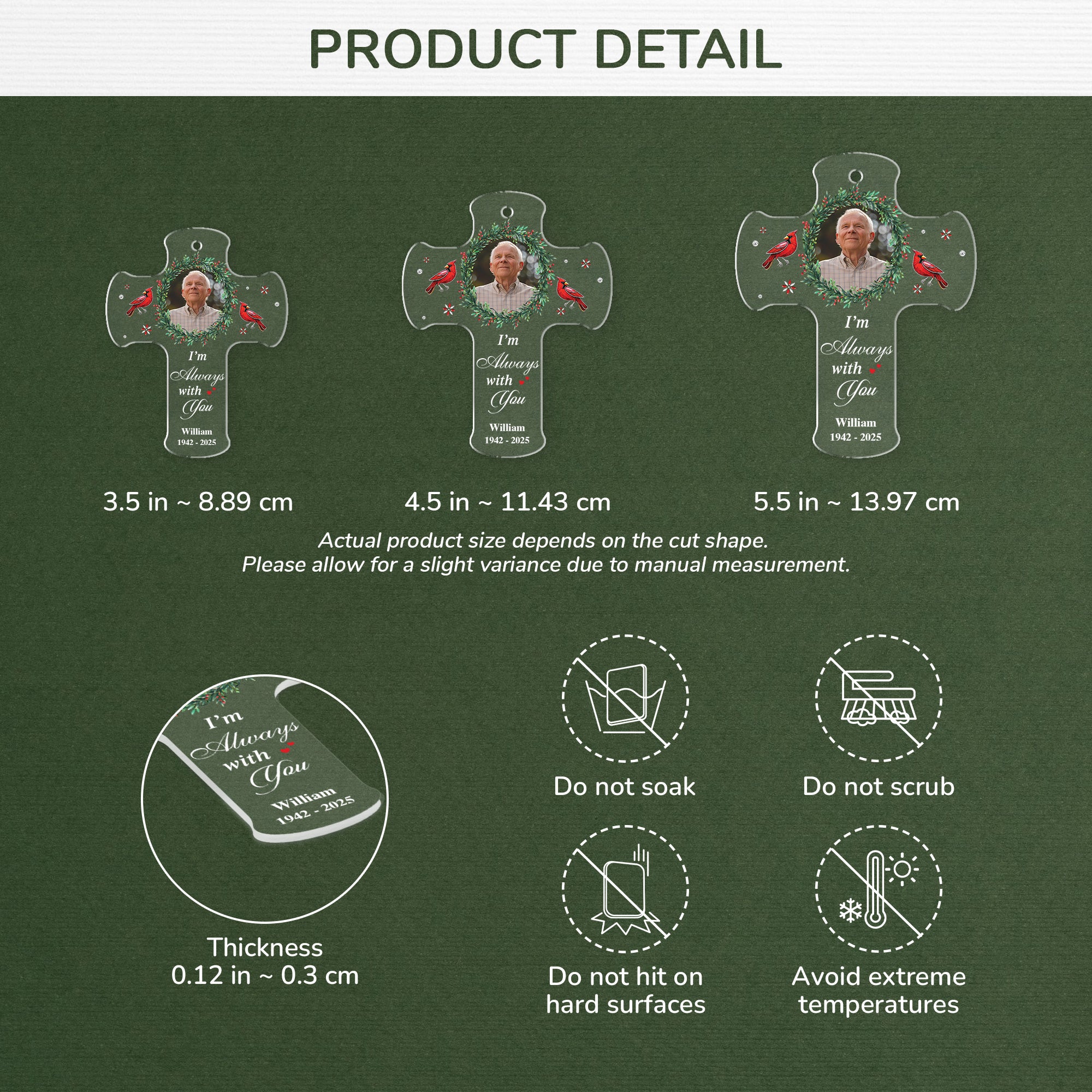 6393OUS3 cross ornament with photo custom memorial gifts for loss of mom dad 6393O8QAB