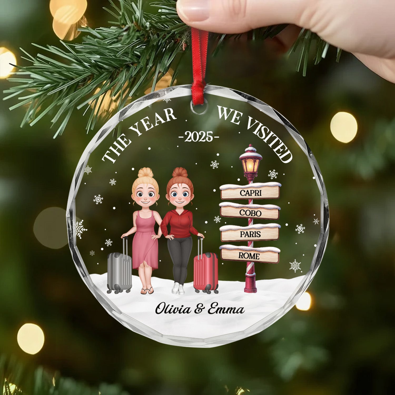 6399OUK2 glass travel christmas ornaments personalized gifts for friend 6399OKYQF