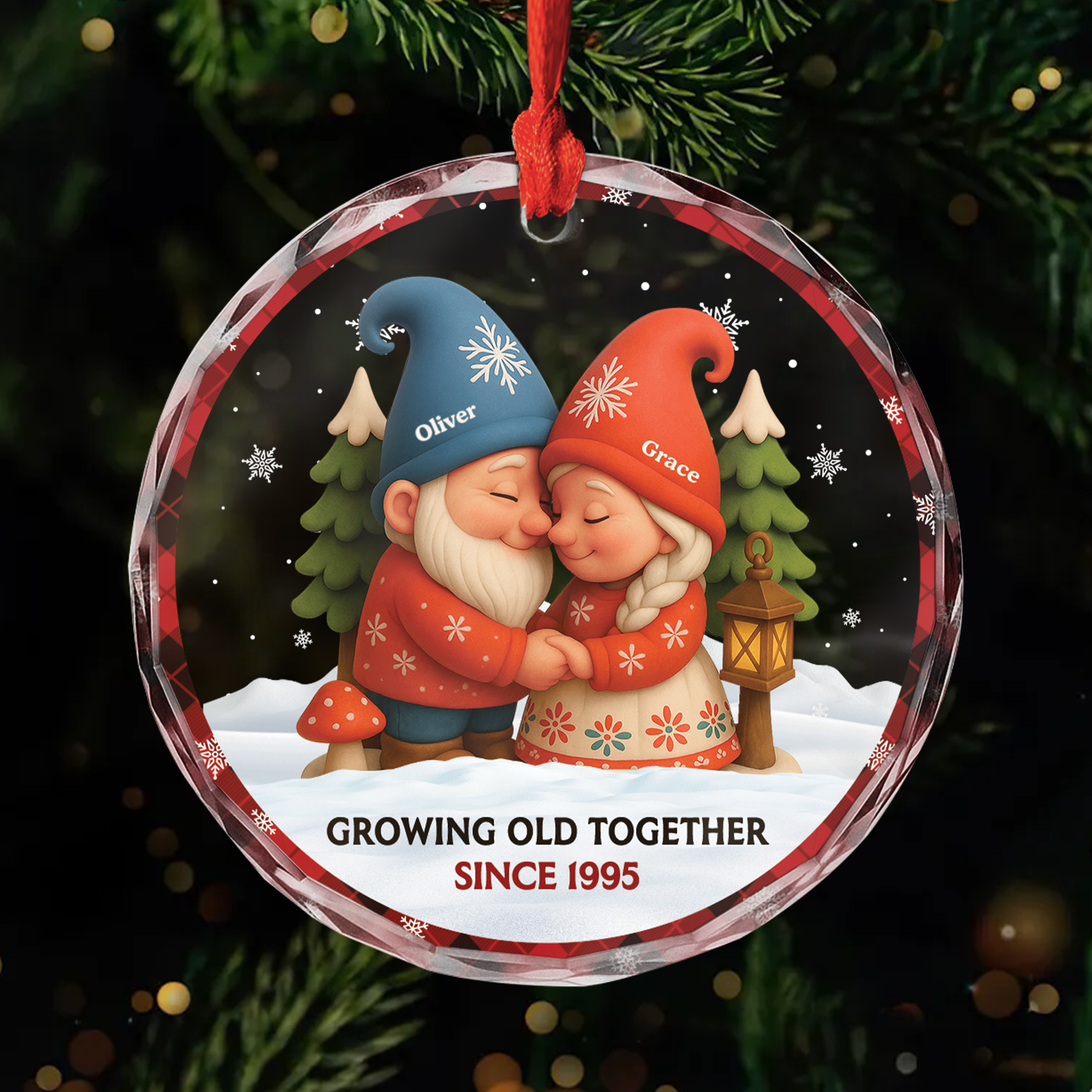 6407OUS1 personalized glass gnome ornaments christmas gifts for couples 6407O8H5G