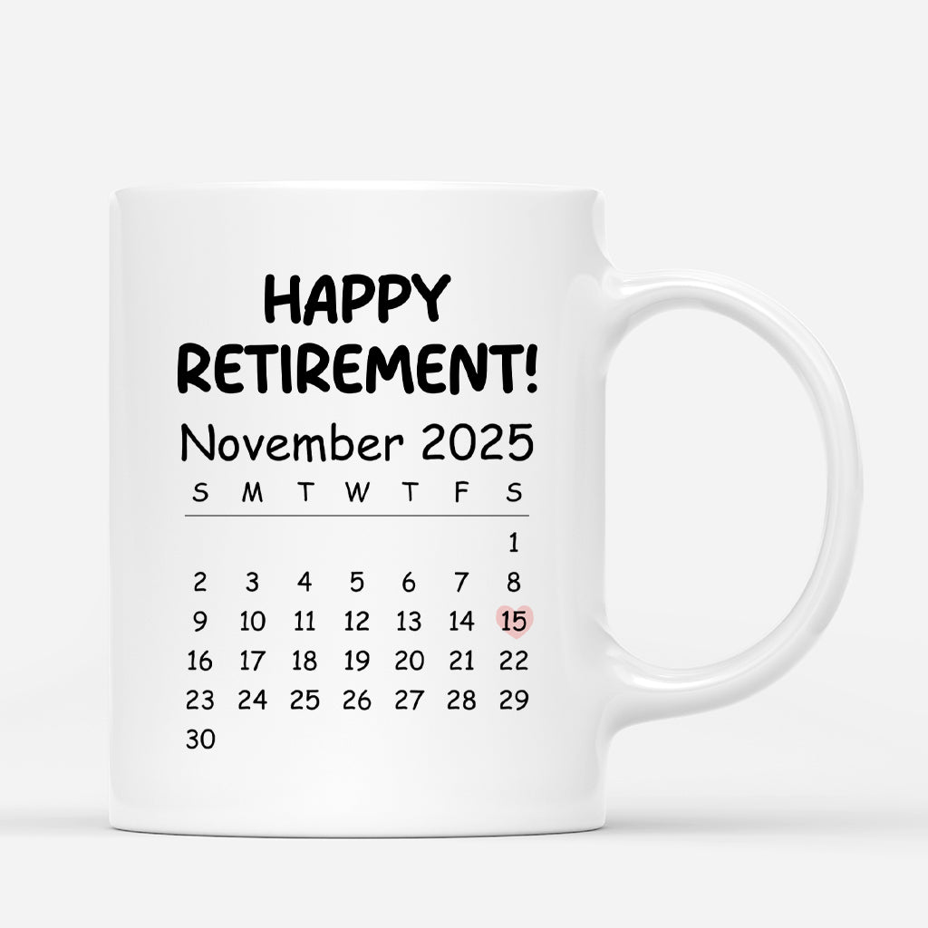 6428MUS3 happy retirement mug with calendar design custom retirement gifts 6428M3TNA