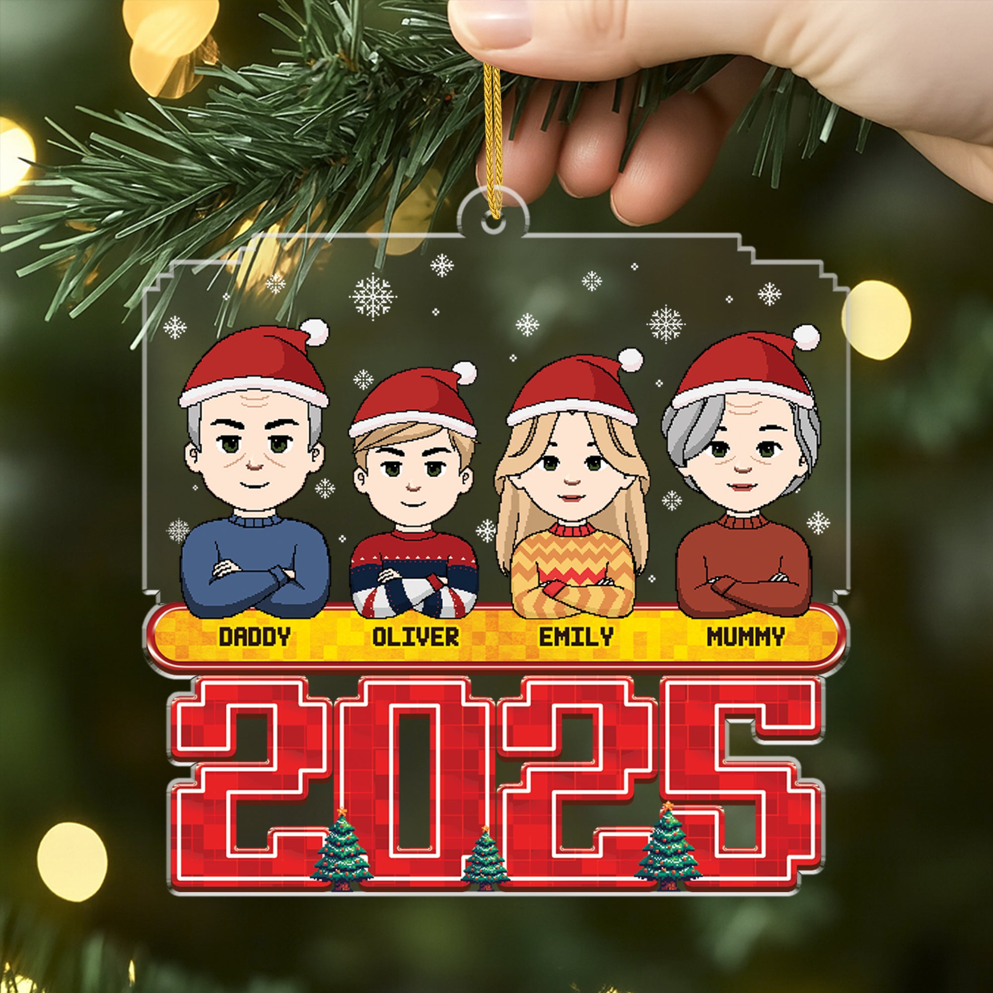 6438OUK2 acrylic family ornament with dog cat custom christmas gifts 6438OTYZI