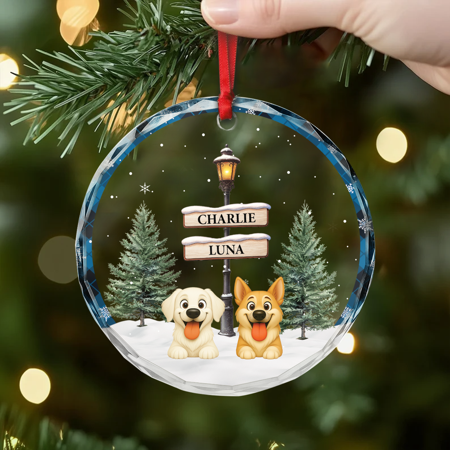 6439OUS2 personalized glass christmas ornaments gifts for dog lovers 6439O