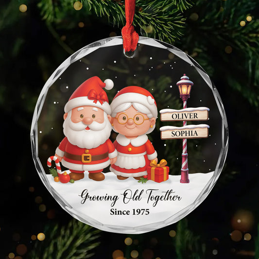 6446OUS1 glass mr and mrs claus ornaments custom xmas gifts for couples 6446OTL5G
