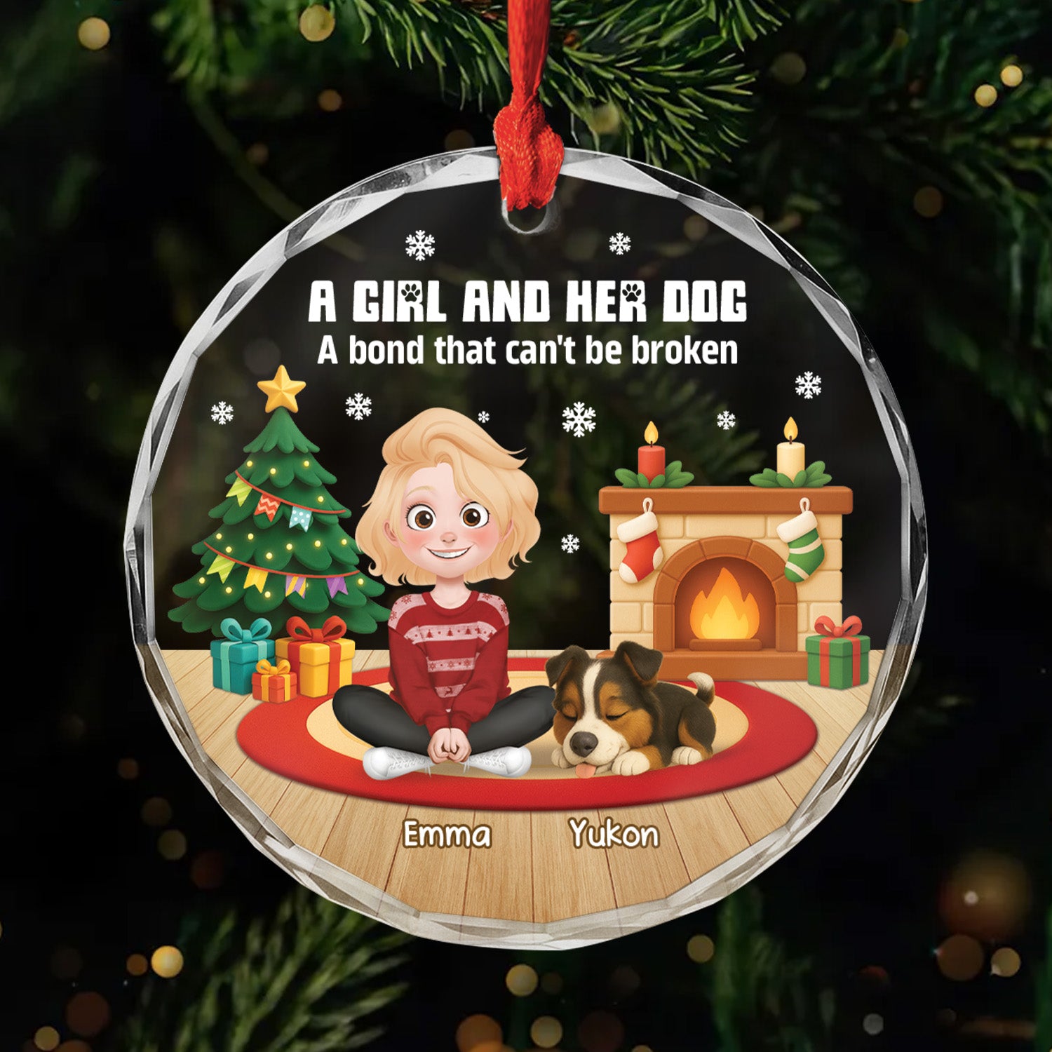 6454OUS1 glass dog and owner ornament_ personalized christmas gifts 6454OKLTC_1